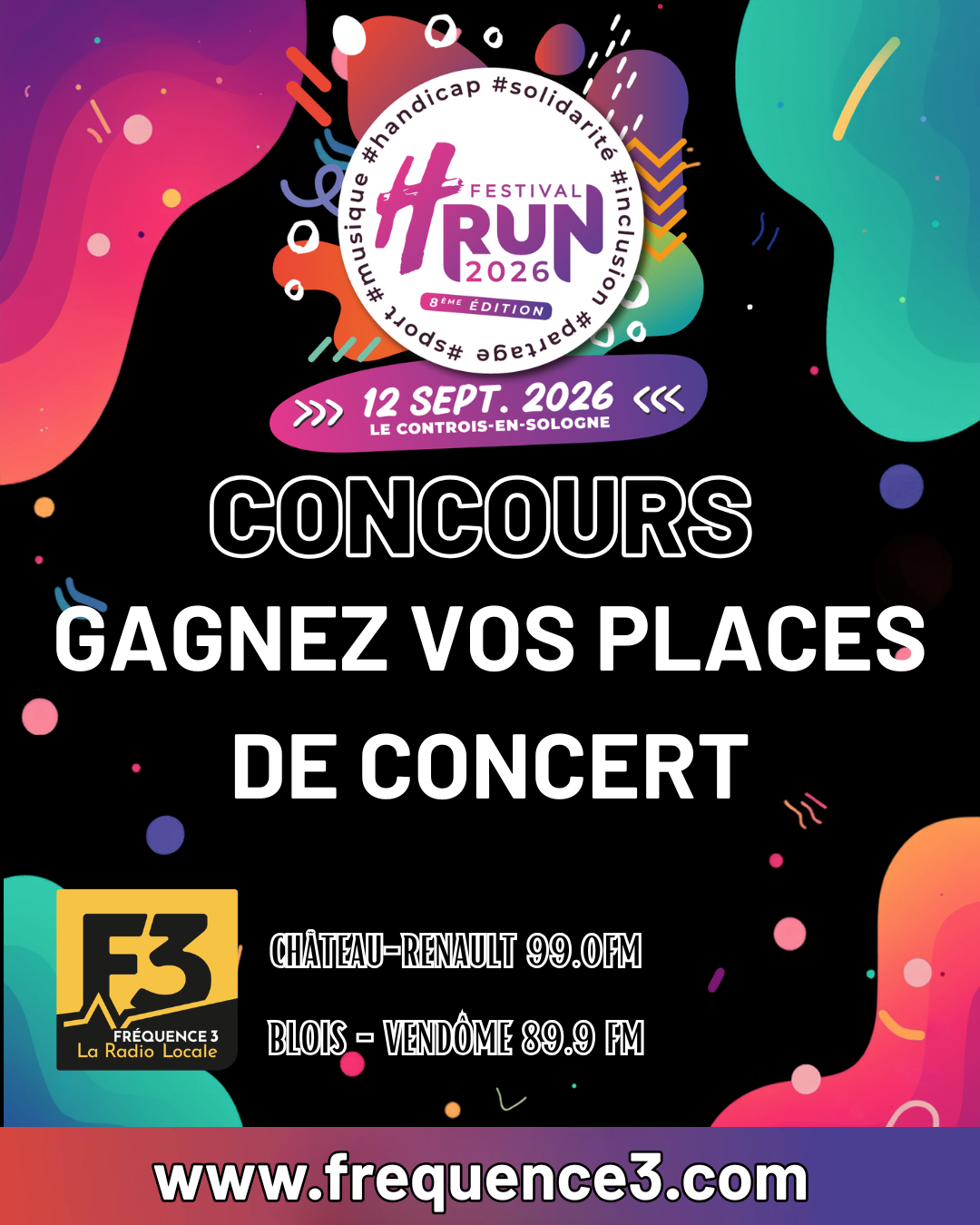 H-Run 2026 : Fréquence 3 LA radio Locale vous fait gagner vos places pour les concerts du samedi soir !